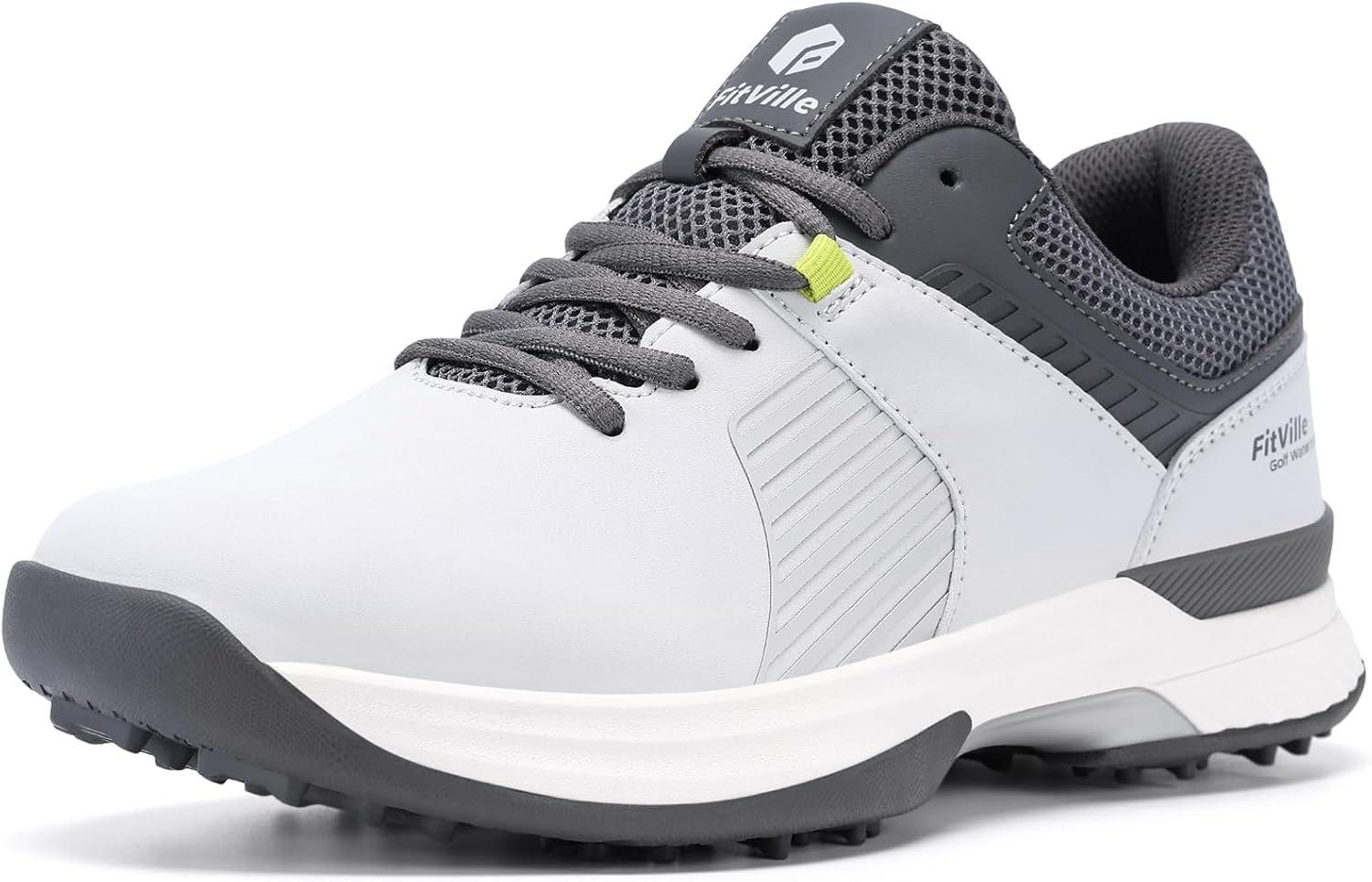 FitVille Extra Wide Men’s Golf Shoes Waterproof, Professional Outdoor Spiked Golf Shoes for Men with Arch Support