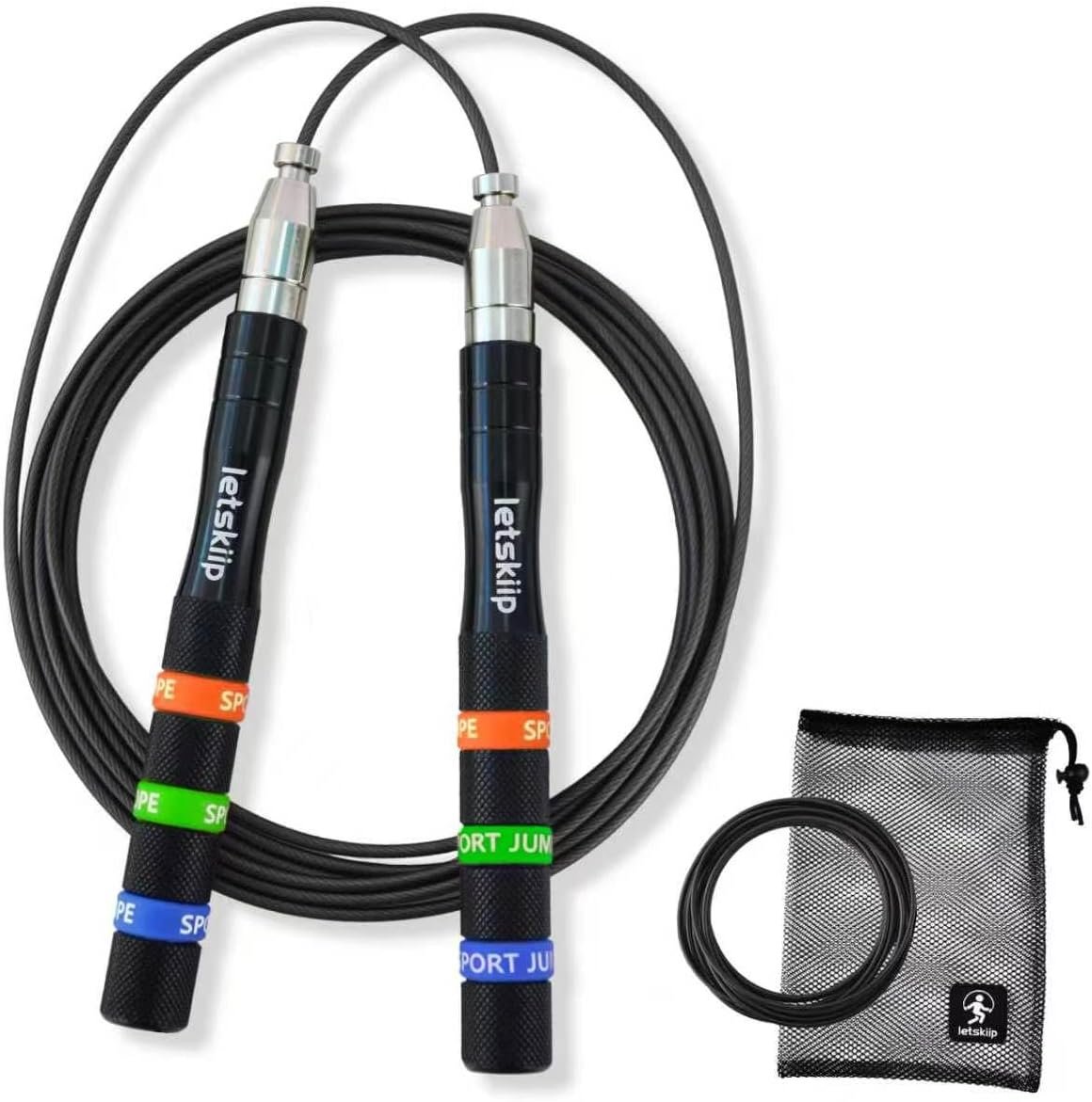 Self-Locking Aluminum Speed Jump Rope, 2 Cable Set
