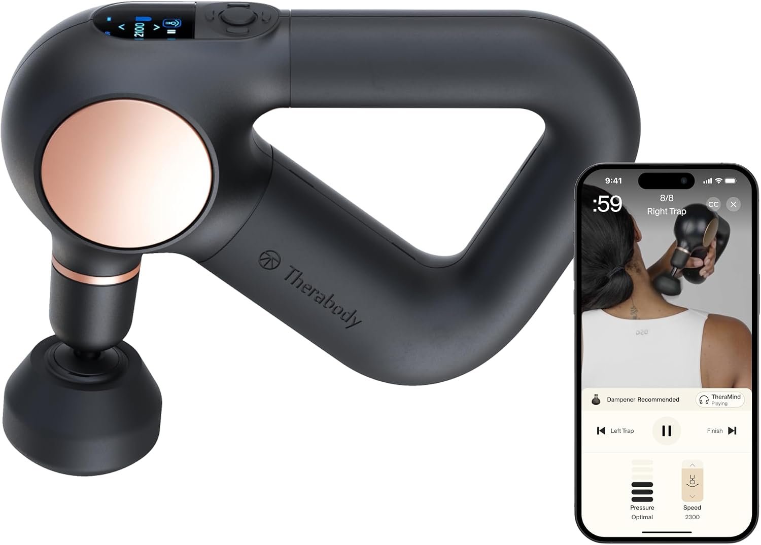 TheraGun Therabody Sense 1st Gen Percussion Massage Gun | Black | Gentle Percussive Massage With On-Screen Guided Routines to Relieve Pain, Ease Soreness, Reduce Stress & Improve Sleep