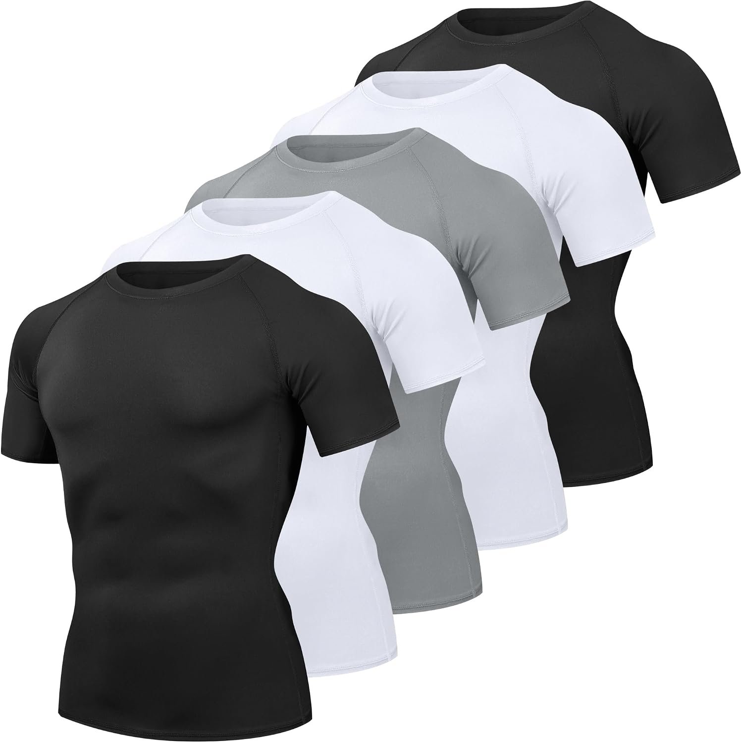HovSiyla Men’s Compression Shirts Cool Dry Short Sleeve Baselayer Athletic Workout T Shirts