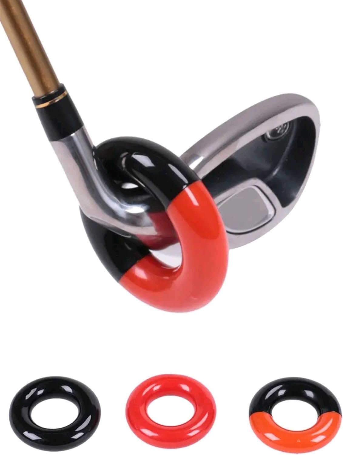 Golf Swing Weight Rings 3 Pack, Weighted Golf Club Donut Trainer, Golf Warm Up Practice Accessories for Men Women, Fits All Irons Drivers Woods, Black Red Black-Red