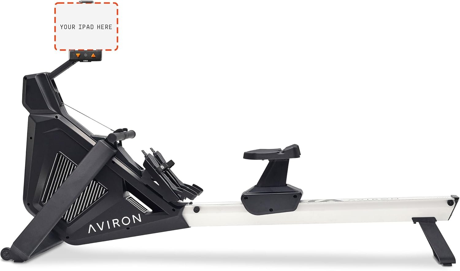 Aviron StrongGo Rowing Machine -Compatible with iPad—Dual Air & Magnetic Resistance Up to 100 lbs | Game-Based Workouts, Compact Storage Design