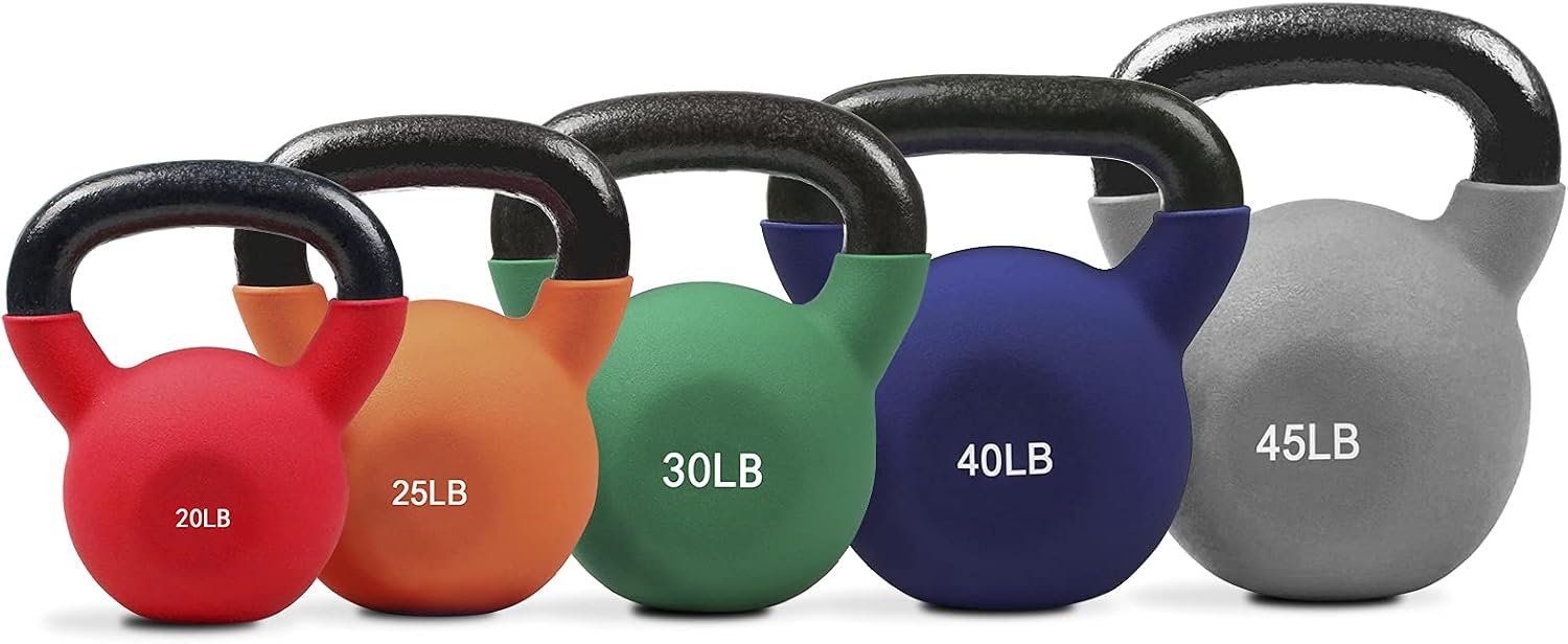 RitFit Neoprene Coated Kettlebell Weight Set, Solid Cast Iron