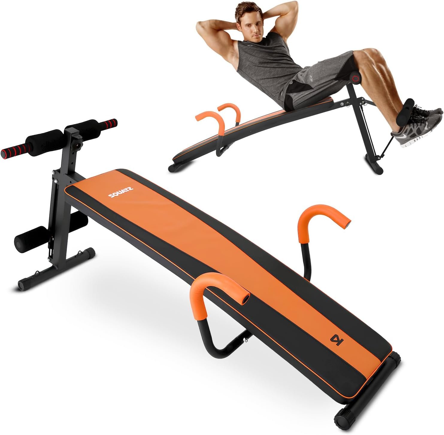Sit Up Bench For Abs Five Adjustment Levels Decline Bench And Reverse Crunch Handle Ab Bench At Home Workout Equipment and Sit Up Exercise Equipment Up To 6.5 Ft Tall