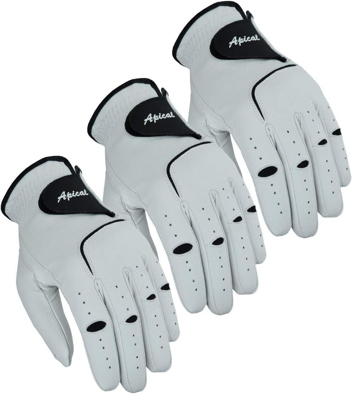 Men’s Cabretta Leather Golf Gloves 3 Pack – Premium Soft Grip Left Hand Golf Glove for Right-Handed Golfers – Breathable All Weather Fit, Durable Performance (Regular Sizes)