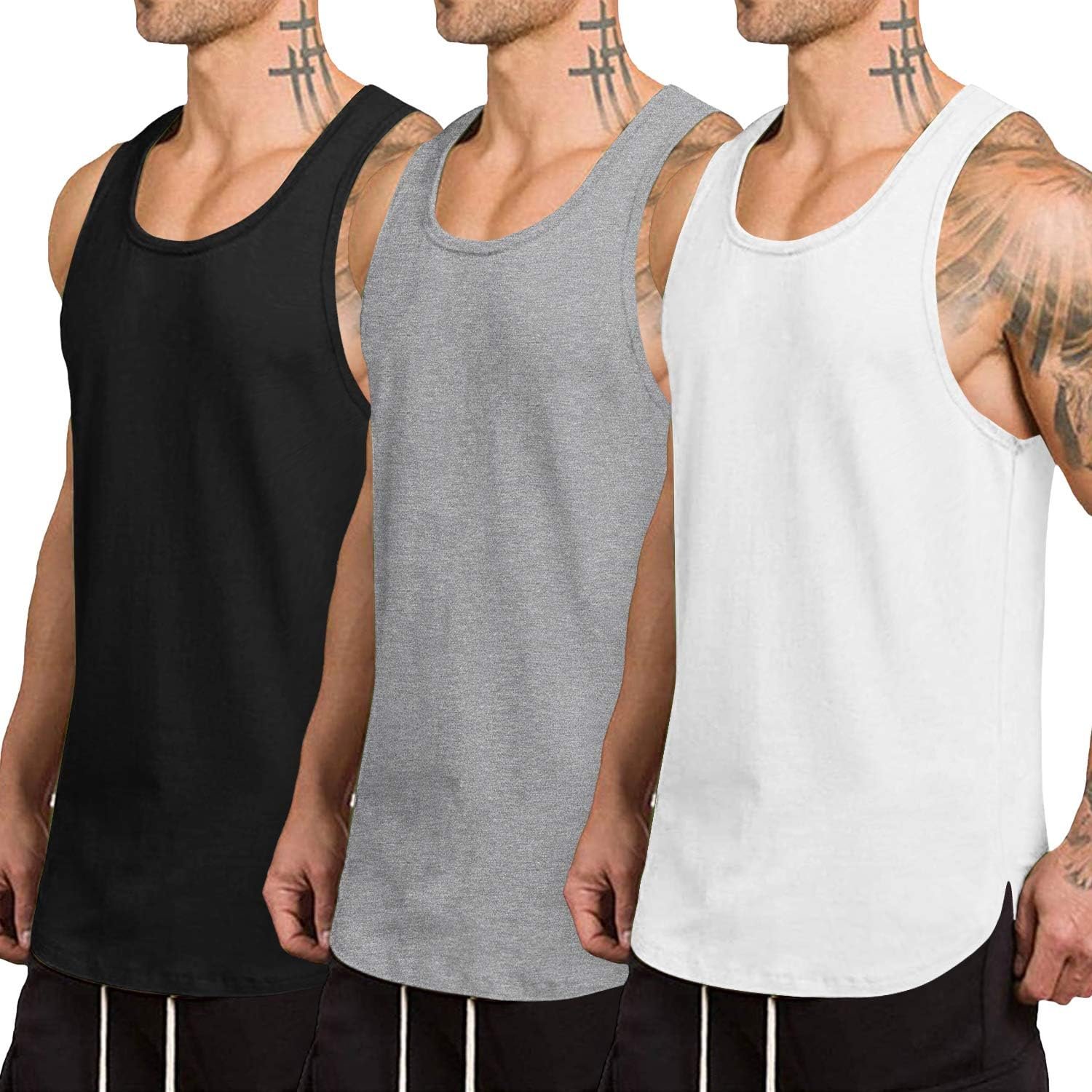 COOFANDY Men’s 3 Pack Quick Dry Workout Tank Top Gym Muscle Tee Fitness Bodybuilding Sleeveless T Shirt
