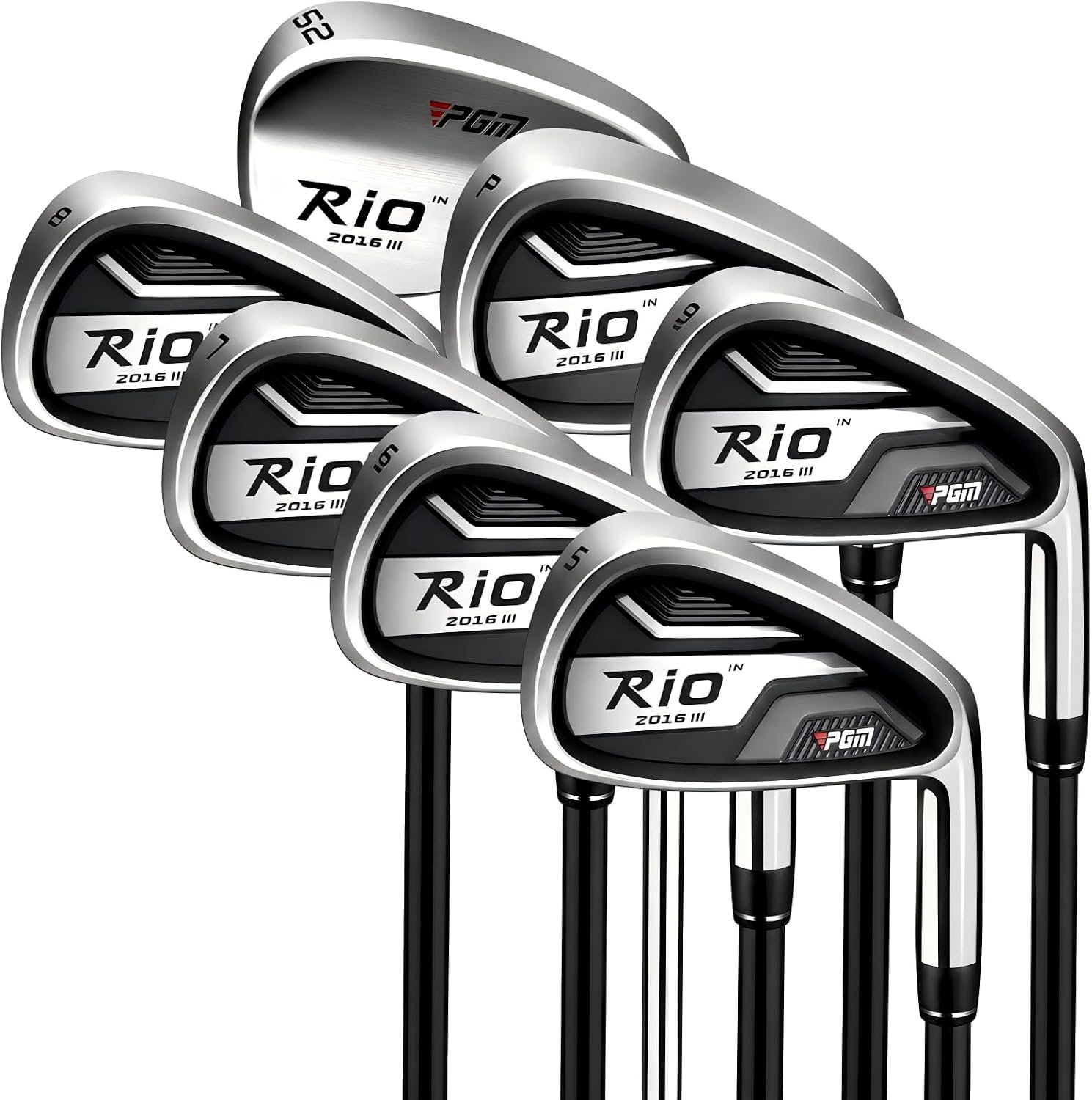 PGM Rio 2016 III Men’s Golf Irons Set 5-6-7-8-9-PW-SW Right Handed Cast Cavity Back Golf Clubs – Graptlite Shaft – Enhanced Distance Maximum Forgiveness – Game Improvement Irons for Golfers