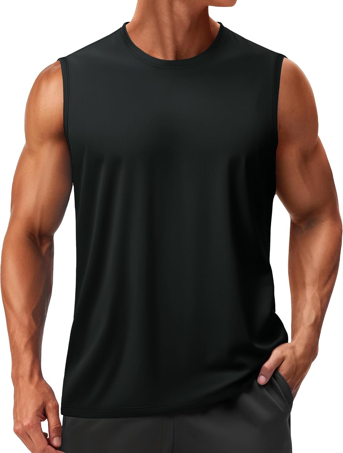 TACVASEN Men’s Sleeveless Shirts Quick Dry Tank Tops for Men Sun Protection UPF 50+ Athletic Gym Workout Muscle Shirts