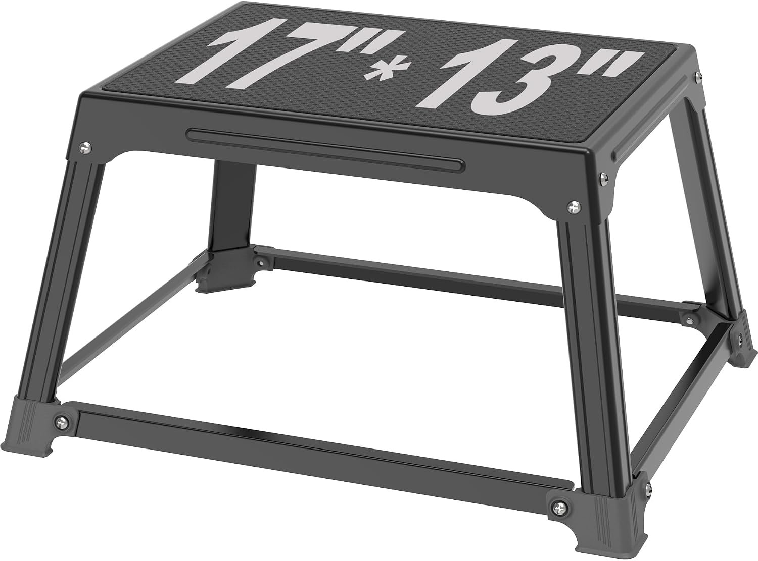 GanFindX Metal Plyometric Jump Box 12 Inch Steel Box for Home Gym Training | 17×13″ Platform Black Plyometric Box for Fitness, Exercise, Agility Stamina Conditioning, Step Ups & Dips Strength Training