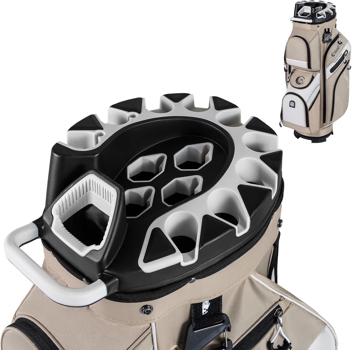 Tangkula Golf Cart Bag with 14-Way Full Length Dividers | 6 Molded Lock Top Golf Club Bag with 11 Pockets, Cooler Bag, Padded Strap, Handles, Umbrella Holder & Rain Hood