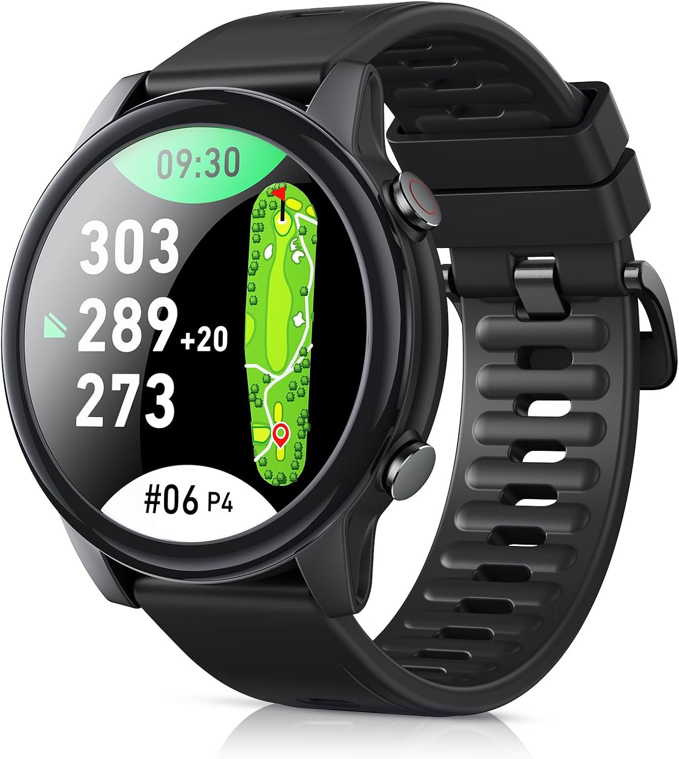Golf GPS Watch, 1.43″ AMOLED Touchscreen Display, Lightweight Golf Watch with 40,000+ Preload Courses, Green View, Slope Mode, 6 Hazard Distances, App Sync, Golf Watches for Men
