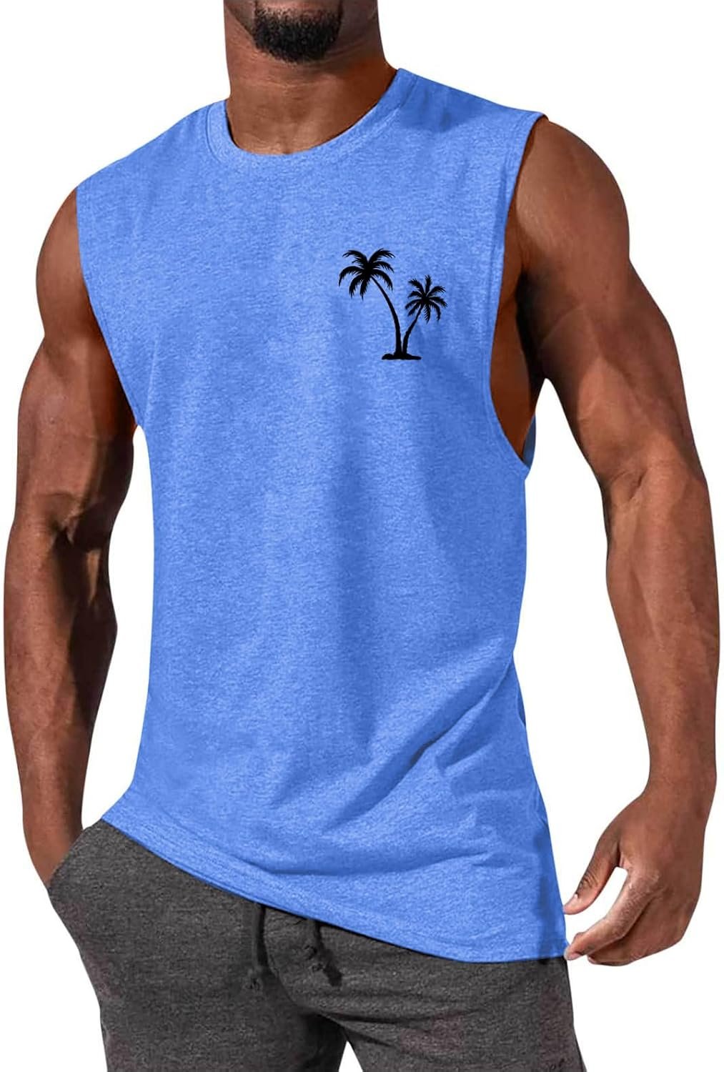 ONLYSTORY Mens Tank Tops Sleeveless Tee Shirts Casual Summer Muscle Gym Tops Running Beach Shirts