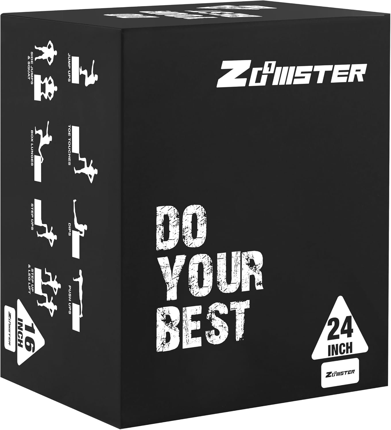 Zoomster 3-in-1 Plyometric Jump Box, Box Jumps for Home Gym | Heavy-Duty Plyo Box with 450lbs Capacity, Reinforced Thick PVC & High-Density EPE Foam for Home Gym, HIIT & Strength Training