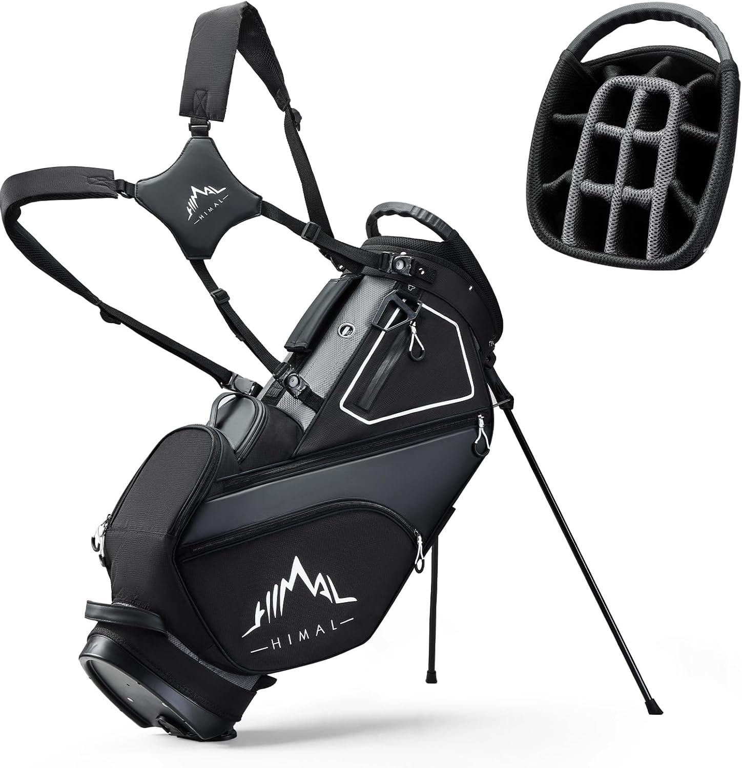 uniHimal 14-Way Golf Stand Bag Lightweight, Magnetic Pocket | Full-Length Dividers, Multiple Pockets, Stable Stand, Portable Handles, Dual Detachable Straps, Cooler Pocket