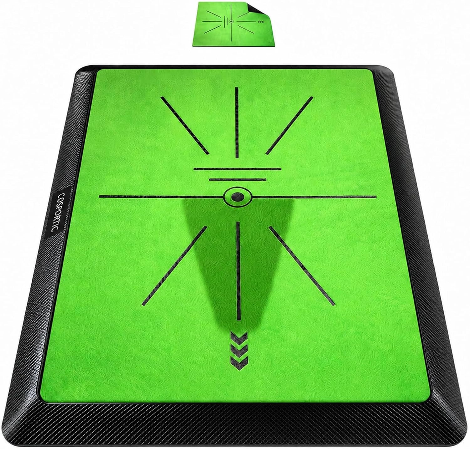 COSPOPTIC Golf Hitting Mat with Swing Path Feedback, Heavy-Duty Rubber Base Anti-Slip Golf Training Mat, Extra Replaceable Surface, Portable Practice Mat for Home Office Garage Yard Indoor Outdoor