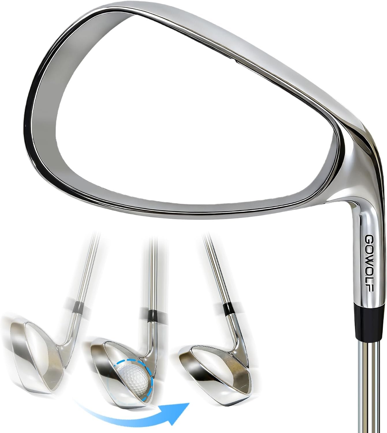 Gowolf Hollow Strike Golf Swing Trainer – Training Golf Club with Instant Feedback, Corrects Swing Path for Right Handed Golfers, Beginner to Advanced Practice Aid for Golfers