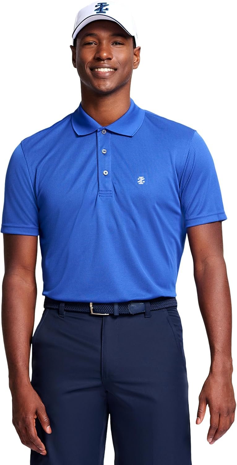 Izod Men’s Performance Golf Grid Short Sleeve Stretch Polo Shirt