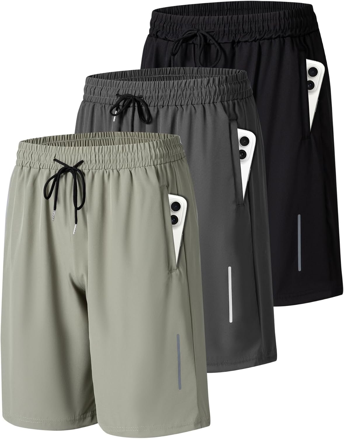 JWJ Mens Athletic Gym Workout Shorts Lightweight Quick Dry Running Basketball Shorts with Zipper Pockets