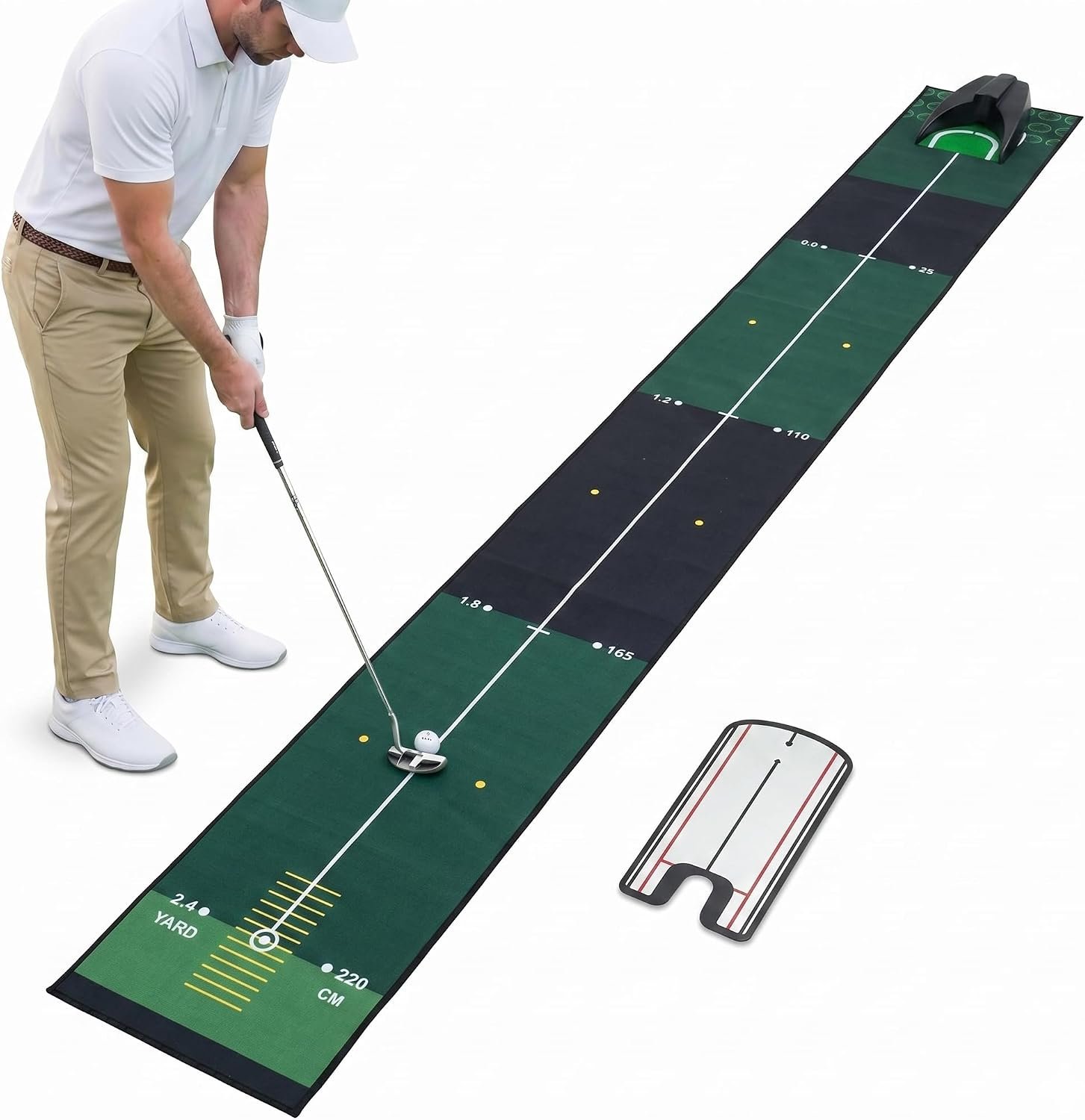Golf Putting Green Indoor, Golf Putting mat (8.2ft) with Auto Ball Return | Golf Training Aid with Putting Mirror, Putting Practice for Home/Office/Party/Outdoor, Golf Accessories, Golf Gifts for Men