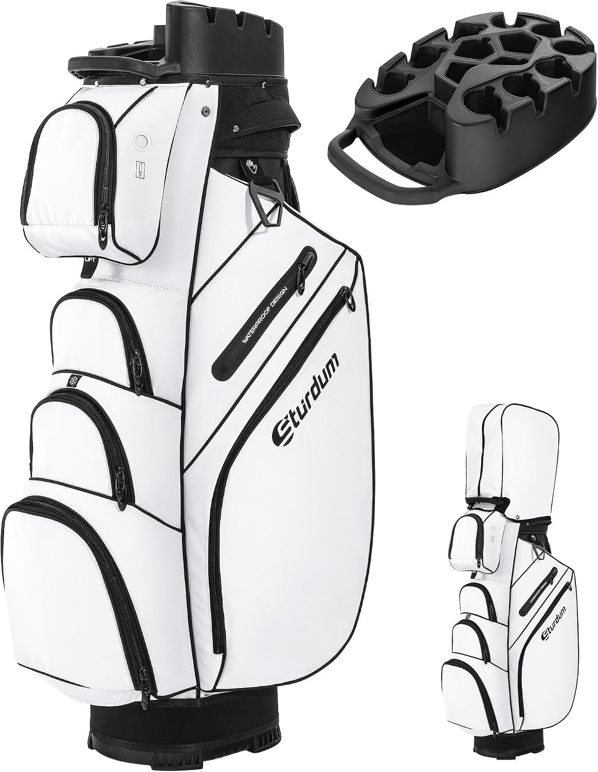 14-Way T-Lock Golf Cart Bag with Rigid Inner Shell | Silent Clubs, Club Protection, Full Length Dividers, Cart Ready, Cooler Pocket, Smart Storage, Easy Carry, Water Resistant