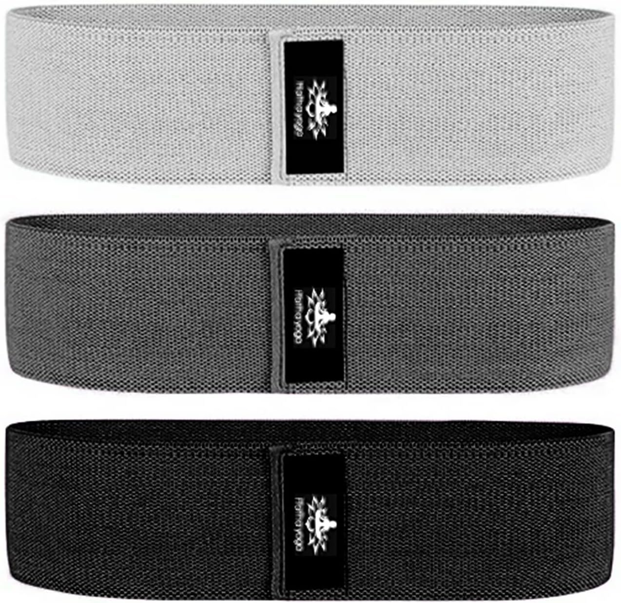 Hatha Yoga Large Resistance Band,14.5″ x3.15″,Fabric Exercise Loop Bands with Instruction Guide and Carry Bag, Set of 3.