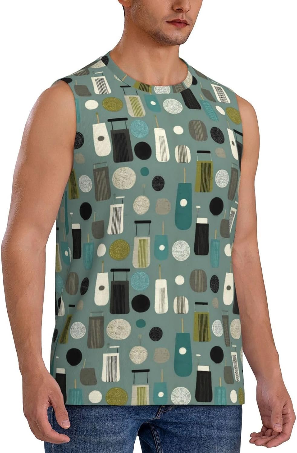 Golf Bags and Balls (2) for Men’s Sleeveless Workout Tank Top, Breathable Athletic Shirt for Training and Running