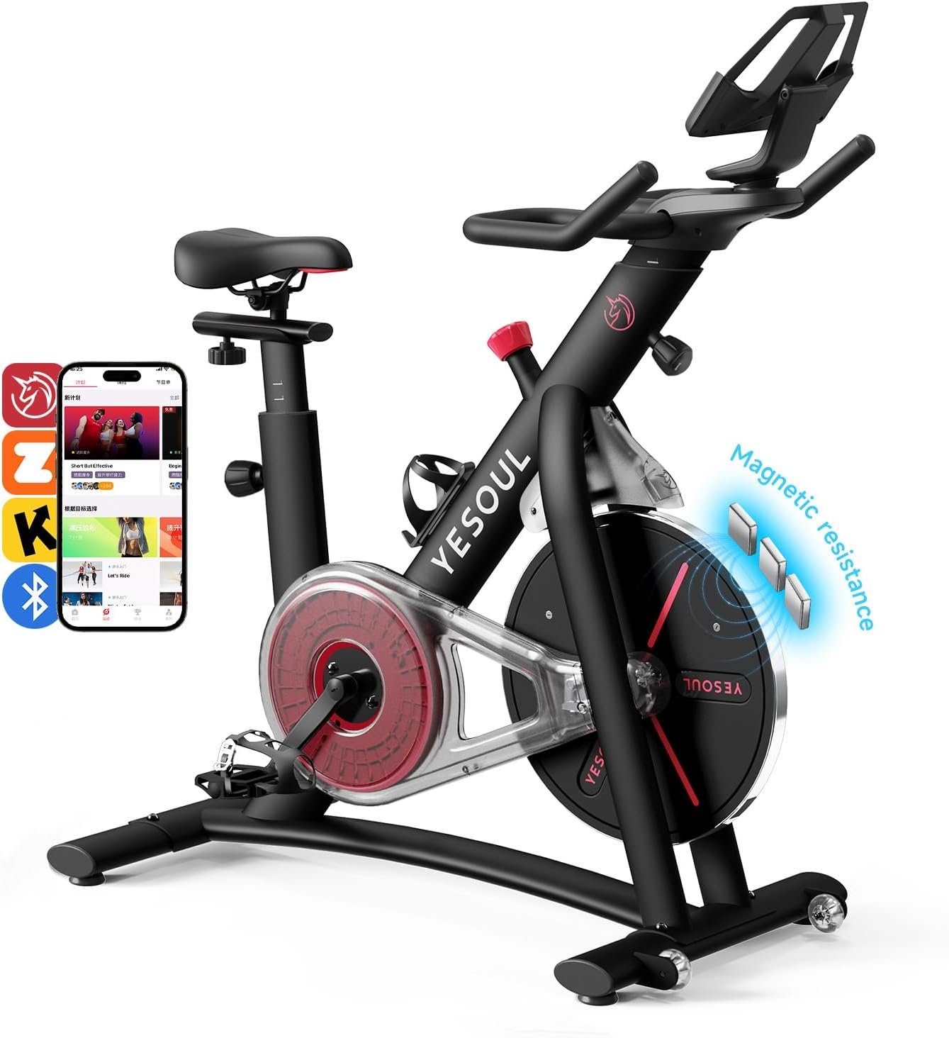 Exercise Bike, Magnetic Stationary Bike for Home with App Training | Smart Bluetooth Tracking, Quiet Magnetic Resistance, Tablet Mount and 350 lb Capacity for Home Gym Cycling Workouts