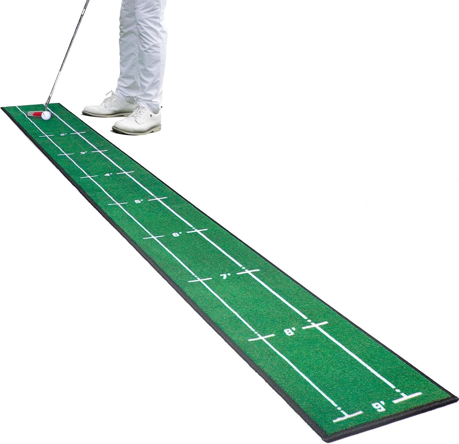 Golf Putting Mat Indoor & Outdoor with Distance Markers Anti Slip Backing | Professional golf practice mat, realistic putting green for home, office, backyard golf training accessories portable matt