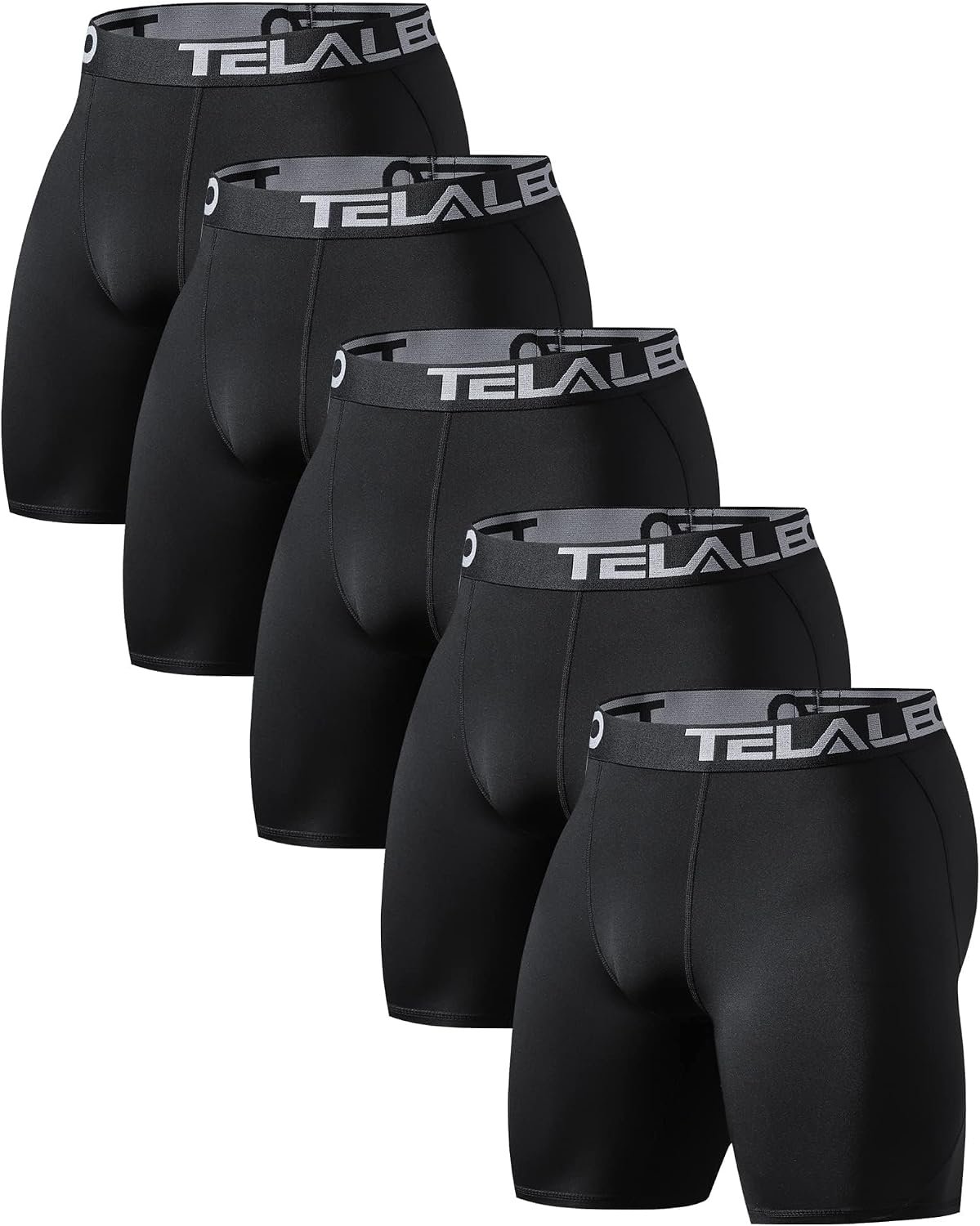 TELALEO 5/6 Pack Compression Shorts Men Spandex Sport Shorts Athletic Workout Running Performance Baselayer Underwear