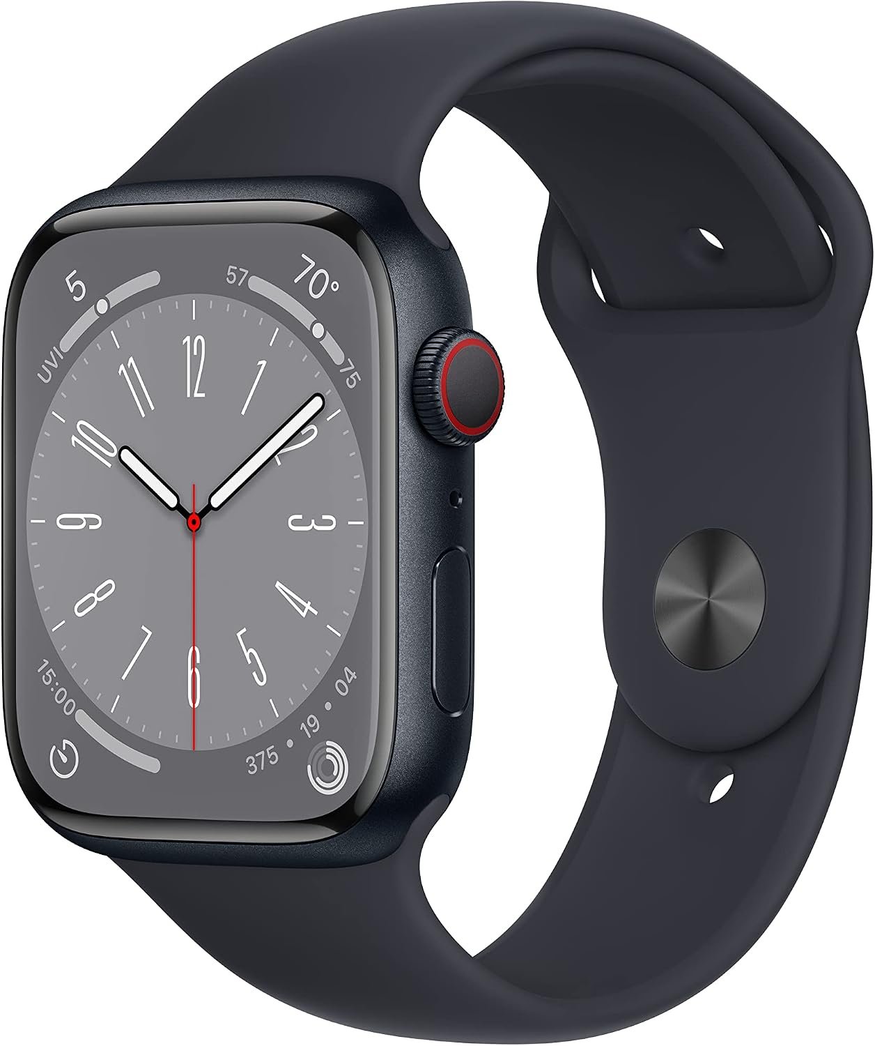 Apple Watch Series 8 (GPS + Cellular, 45MM) Midnight Aluminum Case with Midnight Sport Band – S/M (Renewed)