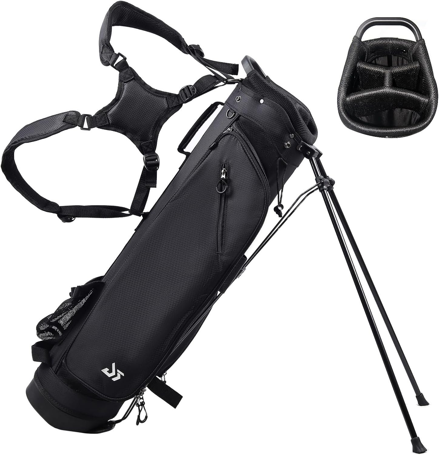 Dragon Tiger Origin 4-Way Lightweight Sunday Golf Stand Bag | Holds 8-12 clubs, for driving range and Par 3, cooler pocket, glove patch, tee holder, zip pockets, padded shoulder strap