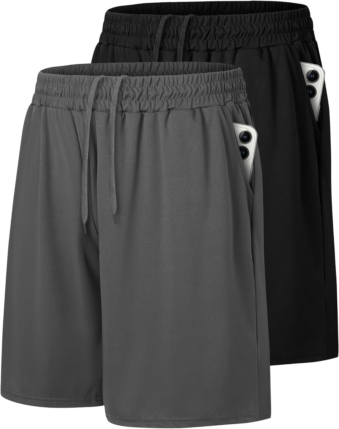 2 Pack Mens Gym Basketball Shorts – Athletic Black Workout Quick Dry Shorts | Fitness Clothing Mens Running Shorts with Pockets for Casual Running Gift