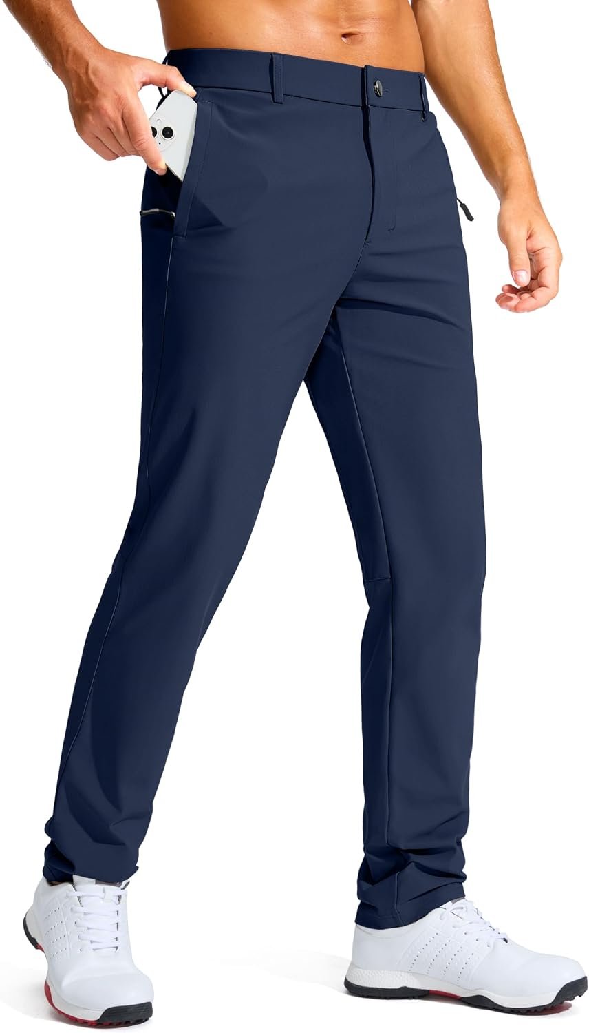 G Gradual Men’s Golf Pants 30″/32″/34″ Stretch Work Dress Pants Lightweight Casual Slacks with Zipper Pockets