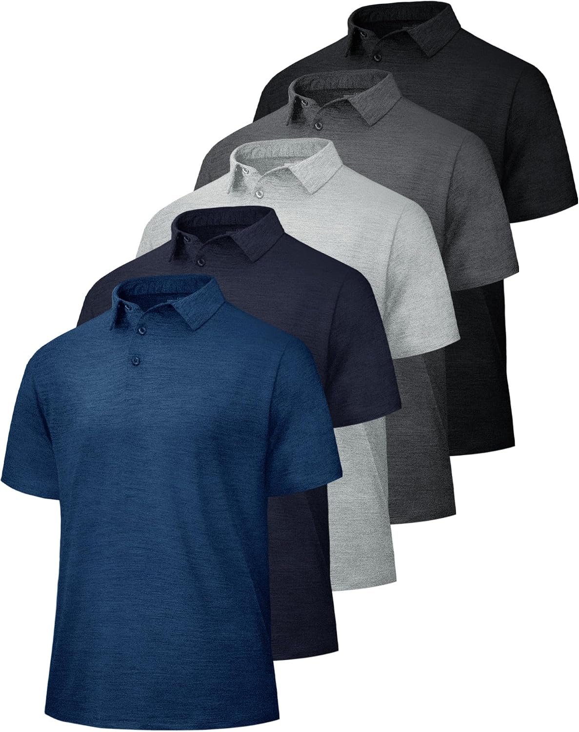 BOOJO 5 Pack Polo Shirts for Men – Quick Dry Moisture Wicking Performance Short Sleeve Mens Golf Shirts for Work Athletic