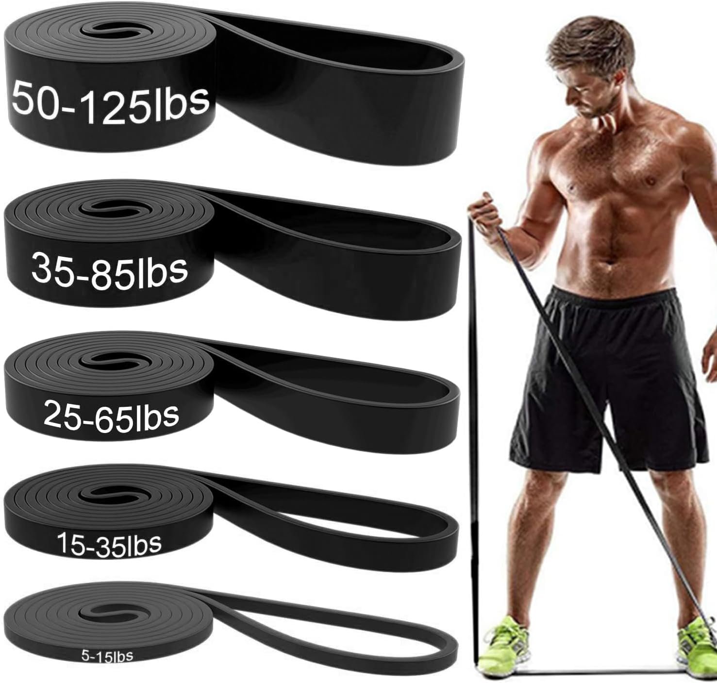 Resistance Bands, Pull Up Assist Bands – Workout Bands, Eexercise Bands, Long Resistance Bands Set for Working Out, Fitness, Training, Physical Therapy for Men Women