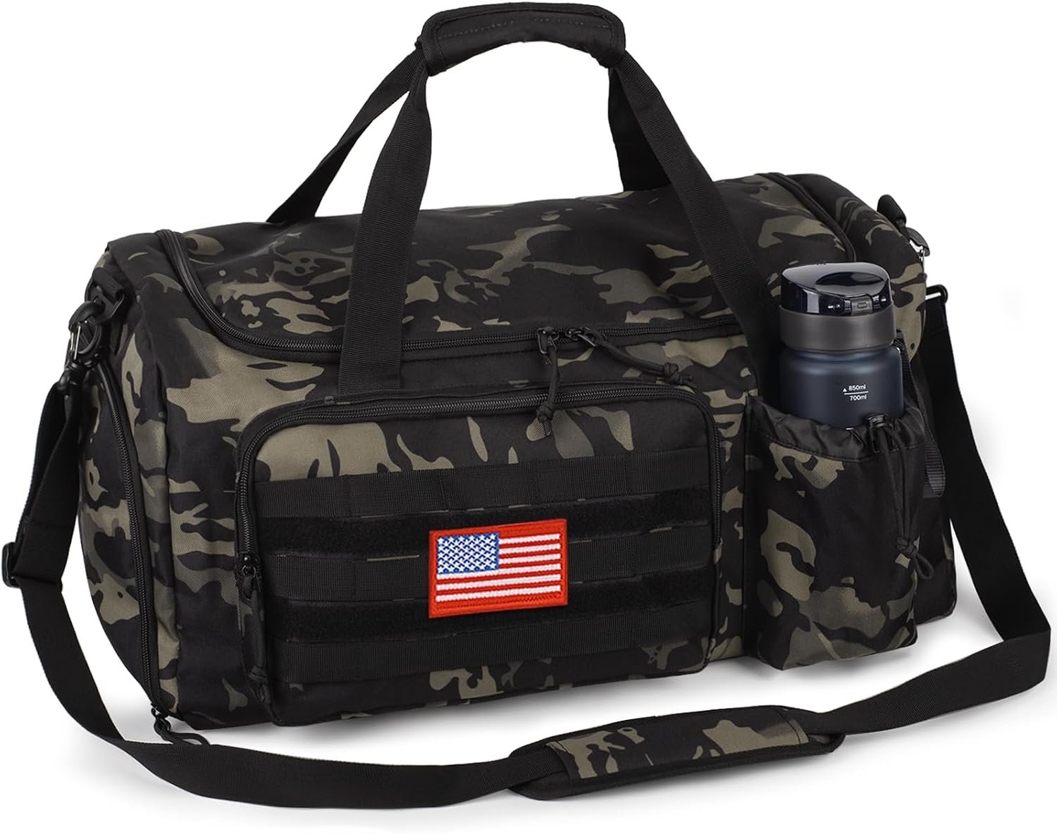 Tactical Gym Bag for Men, 40L Duffle Bag with Shoes Compartment for Travel | Water-Resistant Sports Weekender Bag with Adjustable Shoulder Strap Wet Pocket for Gym,Travel,Hiking,Camping Overnight Trips