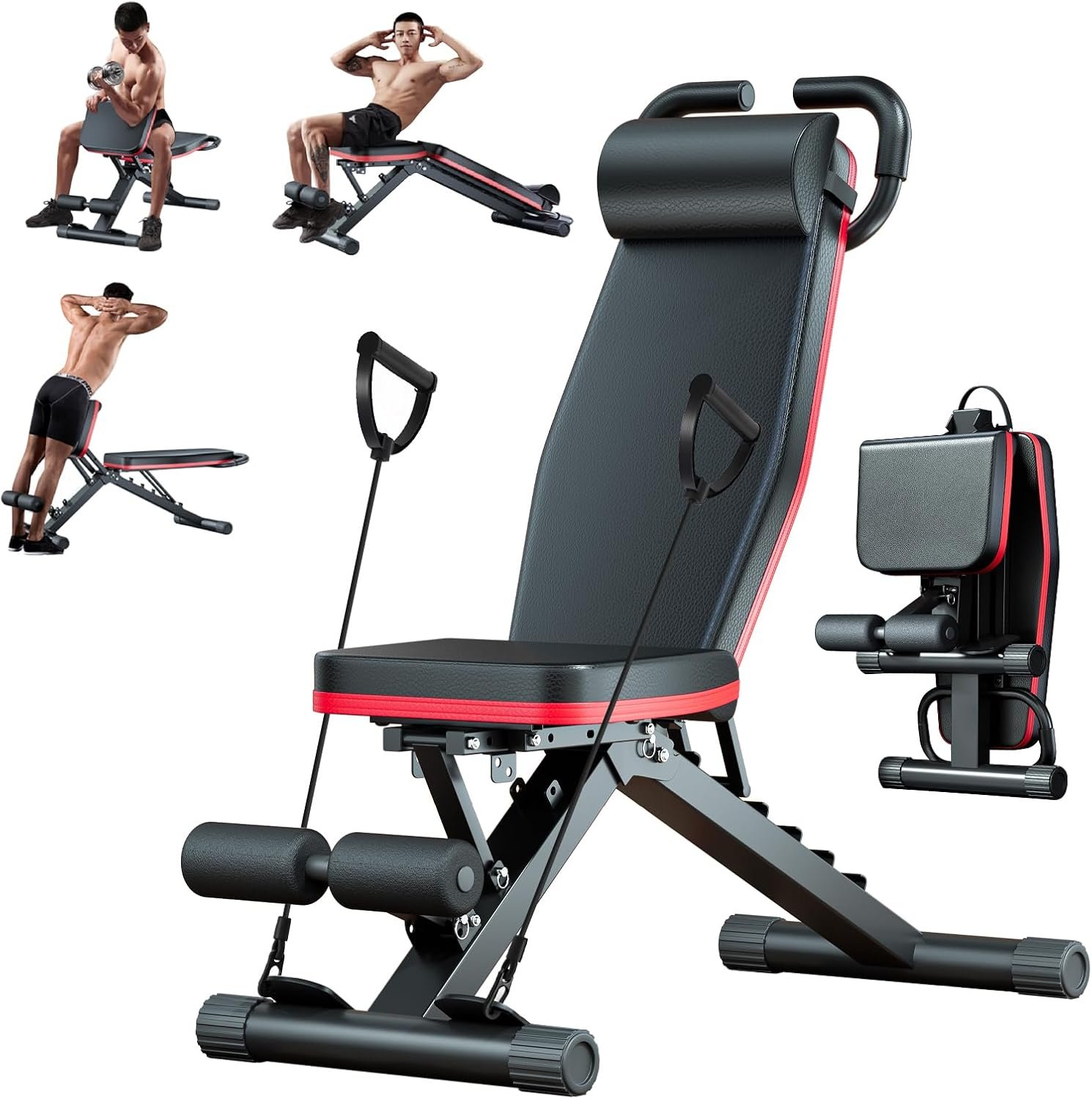 2026 Adjustable Weight Bench – 1000LBS Foldable Workout Bench for Home Gym | Leg Extension, Foldable Incline Decline Bench Press, Roman Chair, Fitness Bench for Full Body Strength Training Equipment