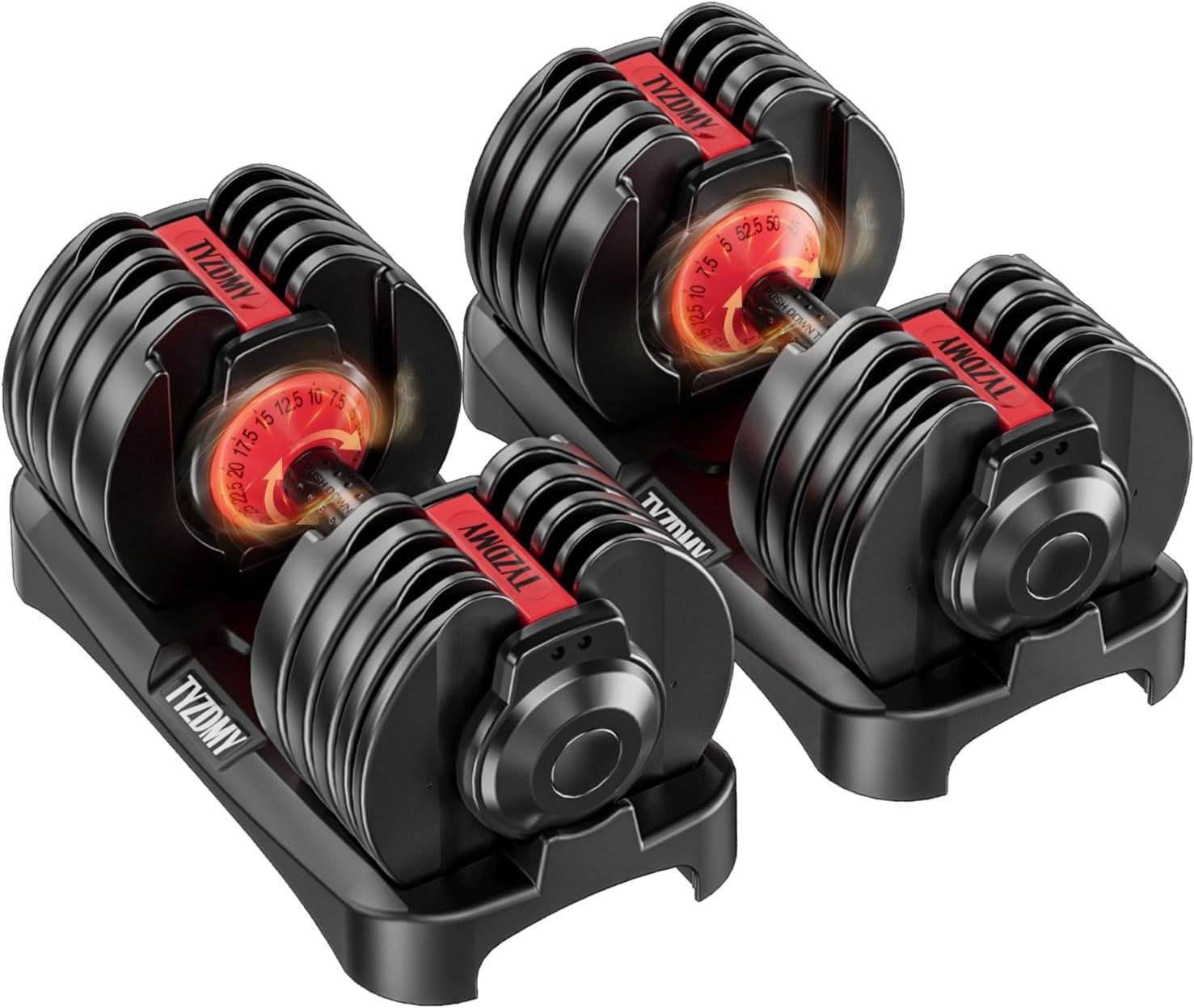 TYZDMY Adjustable Dumbbells Set of 2，Free Weights Dumbbells Set | Adjustable Dumbbell Set，52.5 lbs pair 105 lbs，15 in 1，for Men/Women Gym Equipment for Home Strength Training Equipment
