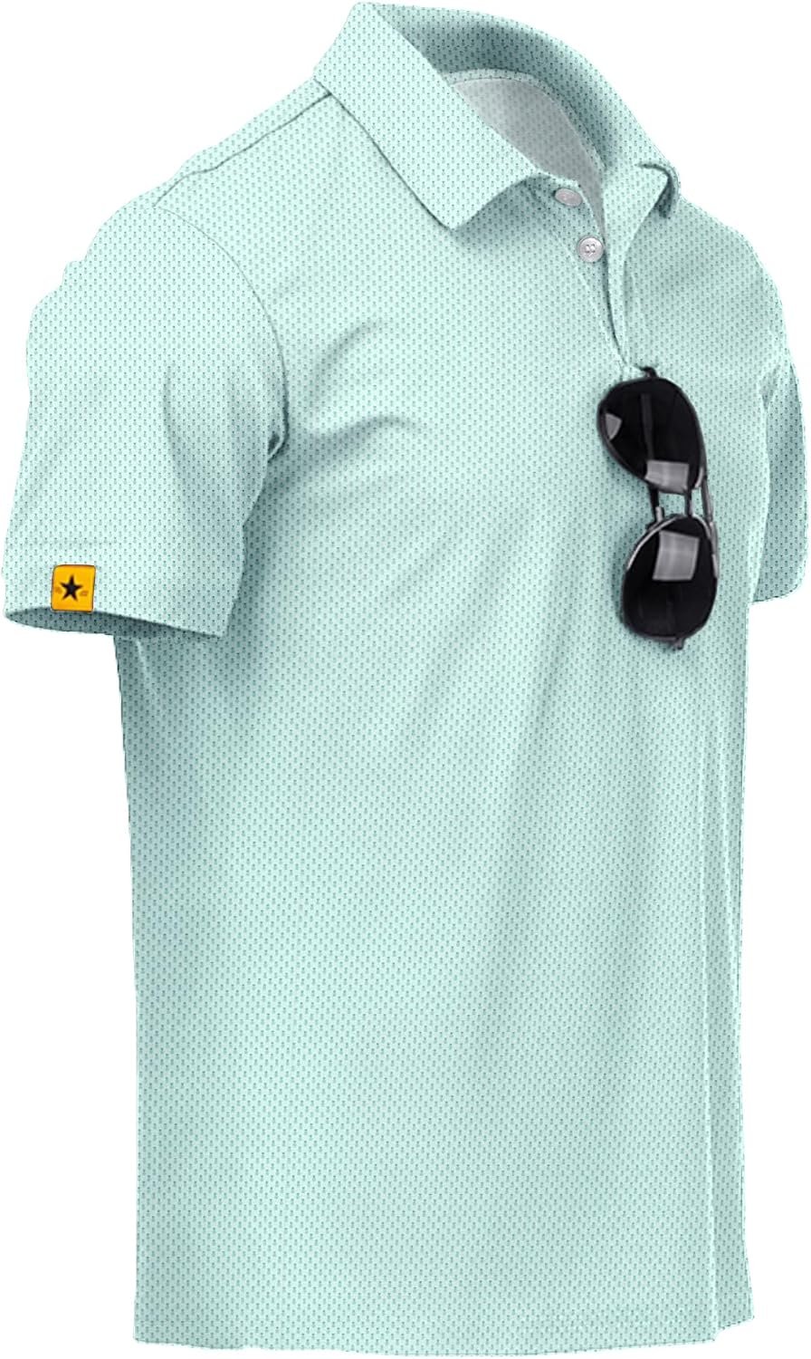 ZITY Mens Golf Polo Shirts Short Sleeve UPF 50+ Performance Moisture Wicking Print Pattern Casual Collared Golf Shirt for Men