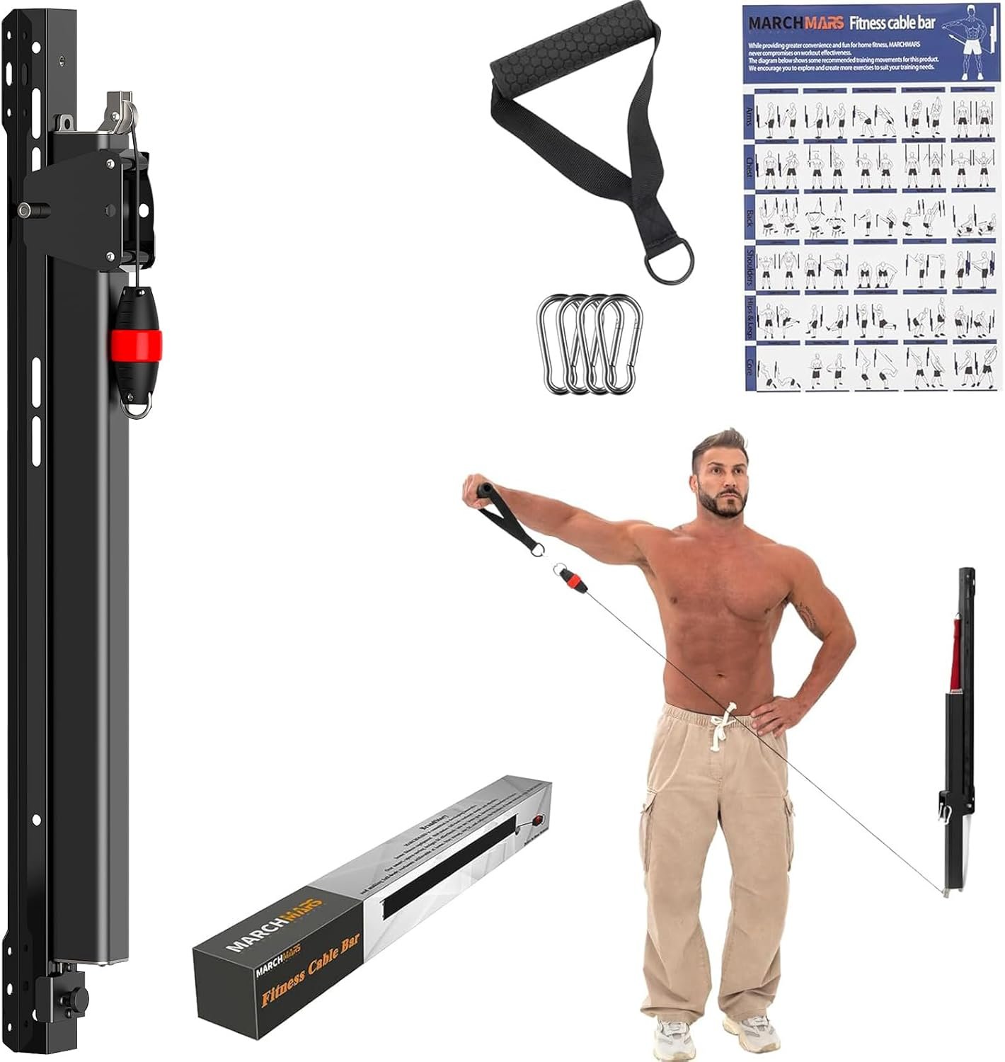 Cable Machine Home Gym, Wall-Mount Exercise & Workout Equipment with Adjustable Resistance, Compact Fitness Equipment, Multi-Functional Trainer for Full Body Strength, Toning, Rehab Training at Home