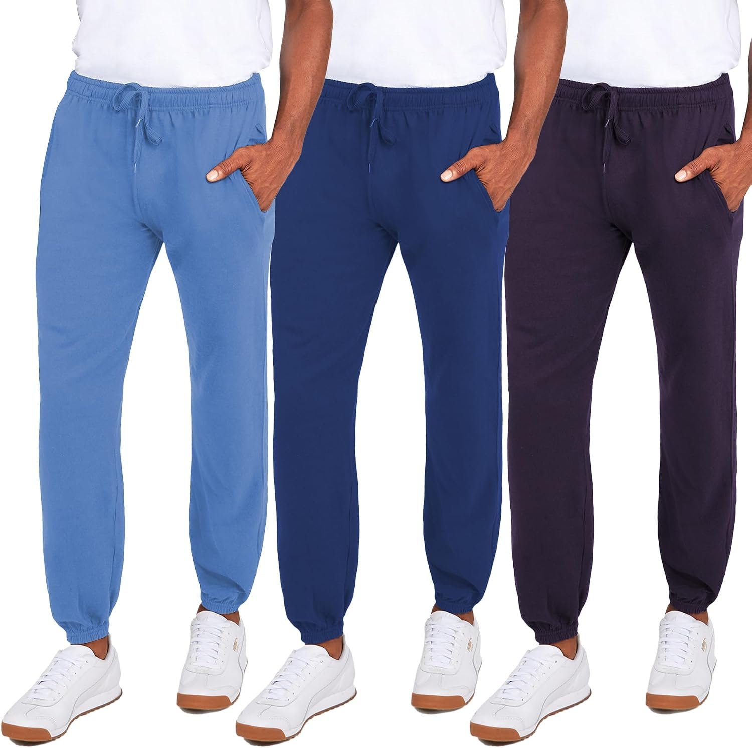 Andrew Scott Men’s Fleece Joggers Pants | Multi Pack | Athletic Loose-fit Sweatpants for Workout, Running, Training