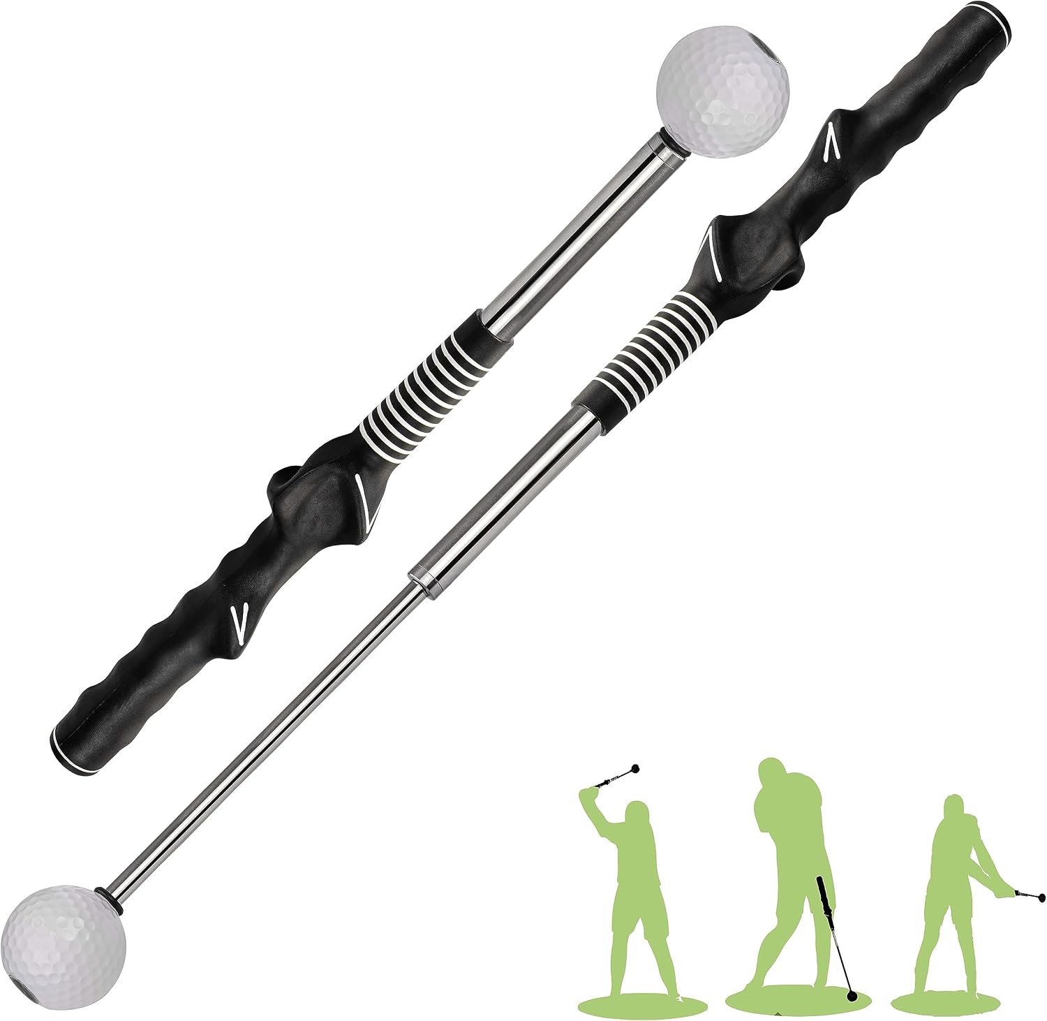 Retractable Golf Swing Training Aid, Golf Grip Trainer & Golf Swing Trainer for Warm-up, Right-Handed Golf Club for Indoor Practice, Golf Accessories – Strength & Tempo Training for Chipping Hitting
