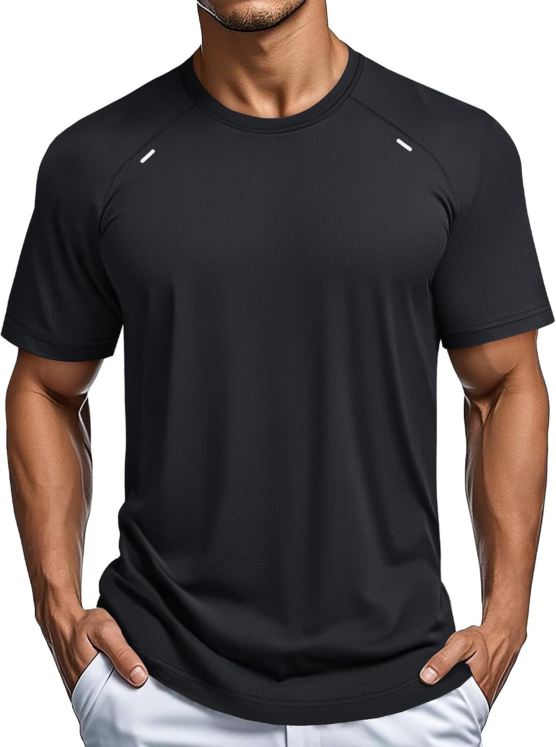 MAGCOMSEN Men’s Dry Fit Shirts Mesh Short Sleeve Athletic Lightweight Workout Performance Hiking Shirt