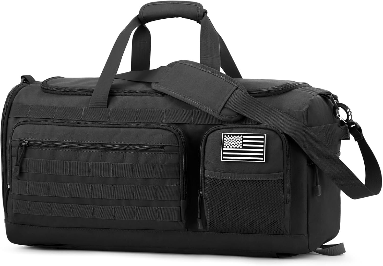 G4Free 3-in-1 Duffle Bag Travel Gym Sports, Large Tactical Duffel Backpack | 50L/65L with Shoes Compartment and Wet Pocket, Military Workout Bag for Men and Women, Black