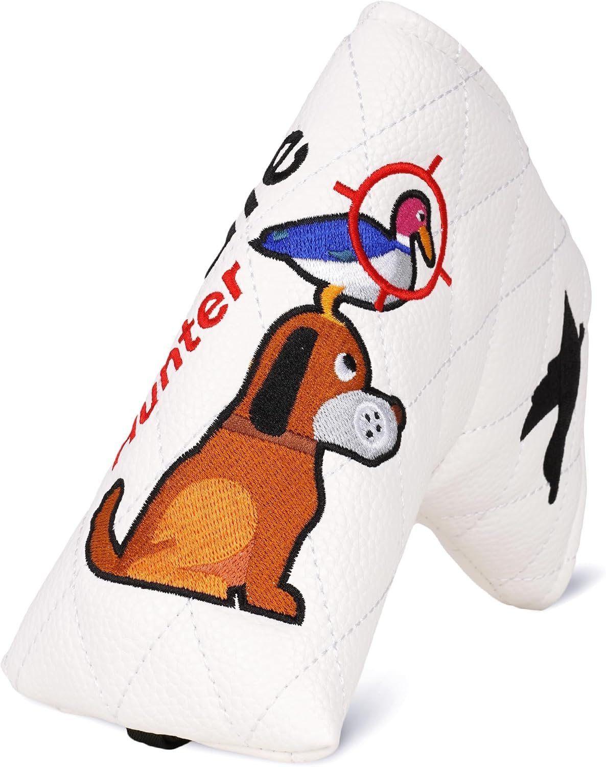 Big Teeth Golf Club Covers Golden Retriever, Mallet Blade Putter Cover | Birdie Hunter Embroidered Df3 Putter Covers Center Shaft Magnetic Closure, White Golf Driver Fairway Wood Hybrid Head Covers