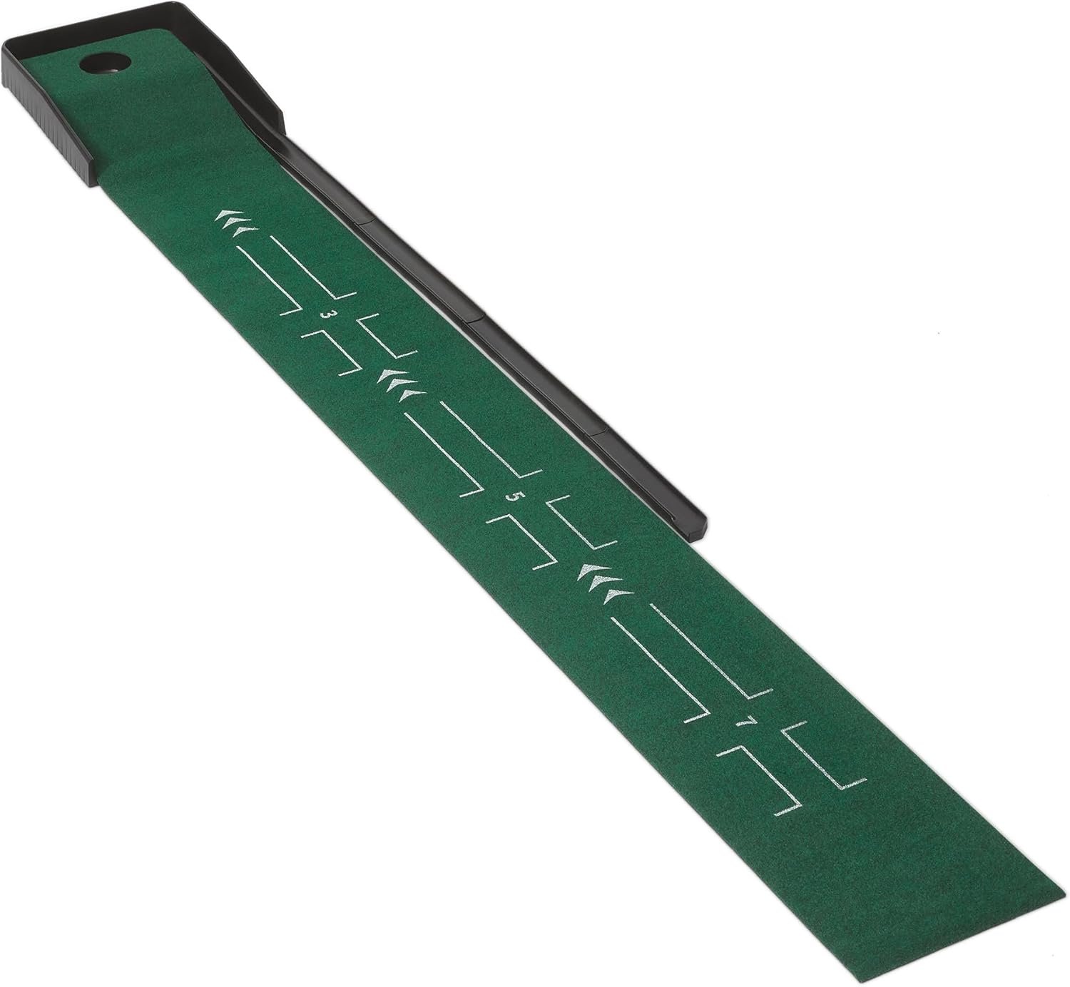 Amazon Basics Golf Putting Green with Auto Ball Return – Indoor Practice Mat for Home & Office, Built-in Alignment Guides, Portable Training Aid