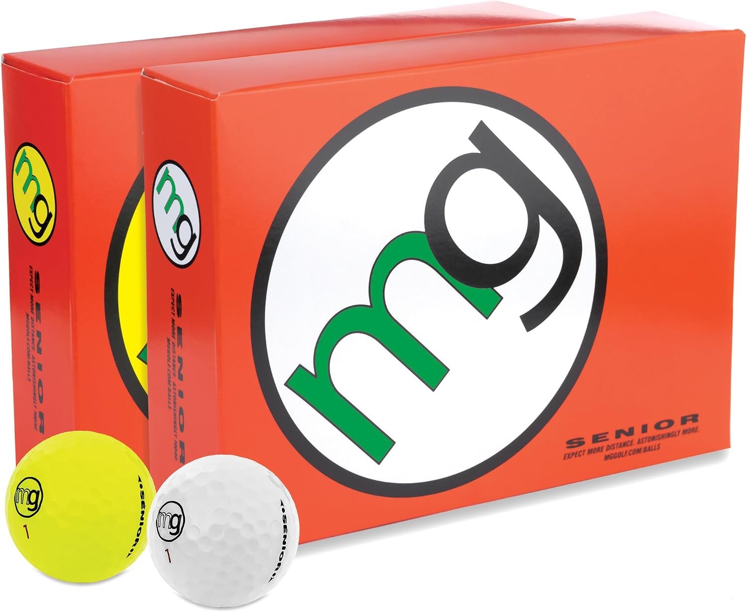 MG Senior Golf Balls for Maximum Distance & Enjoyment (1 Dozen) | Choose from Classic White or Optic Yellow