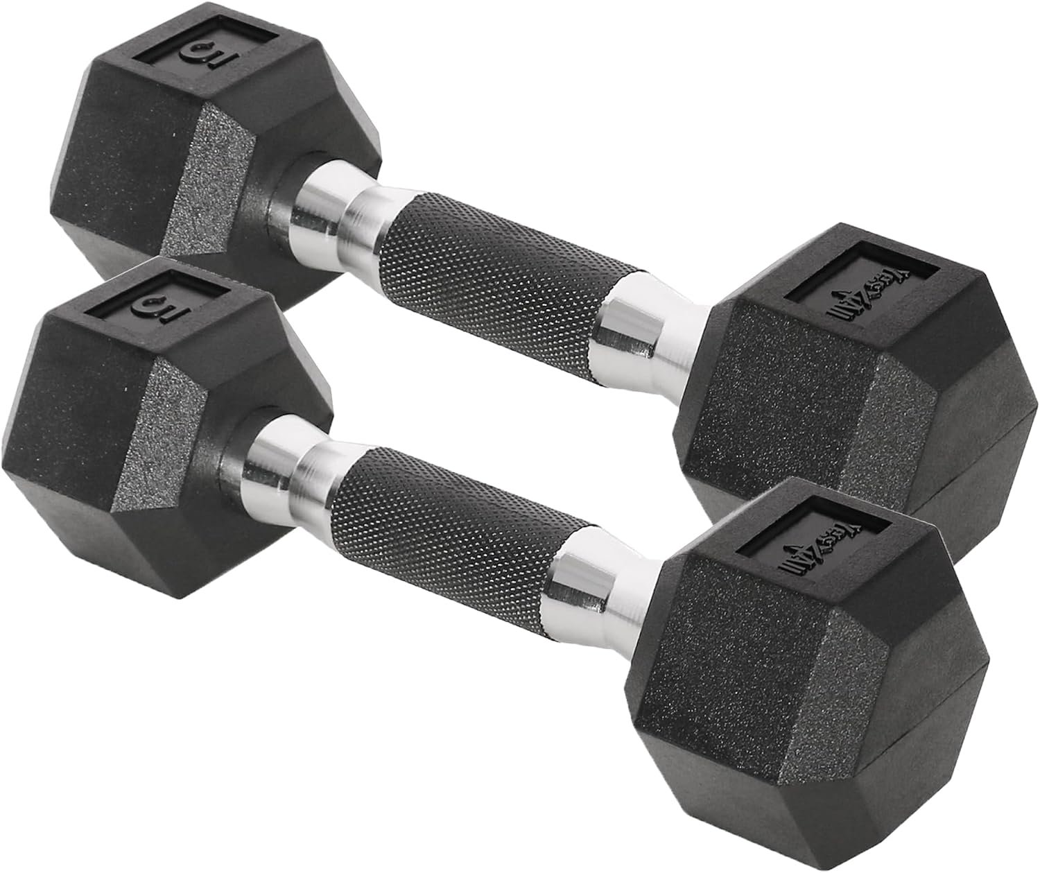 Yes4All Chrome/Rubber Grip Encased Hex Dumbbells – Hand Weights With Anti-Slip 10-30 LBS Pair