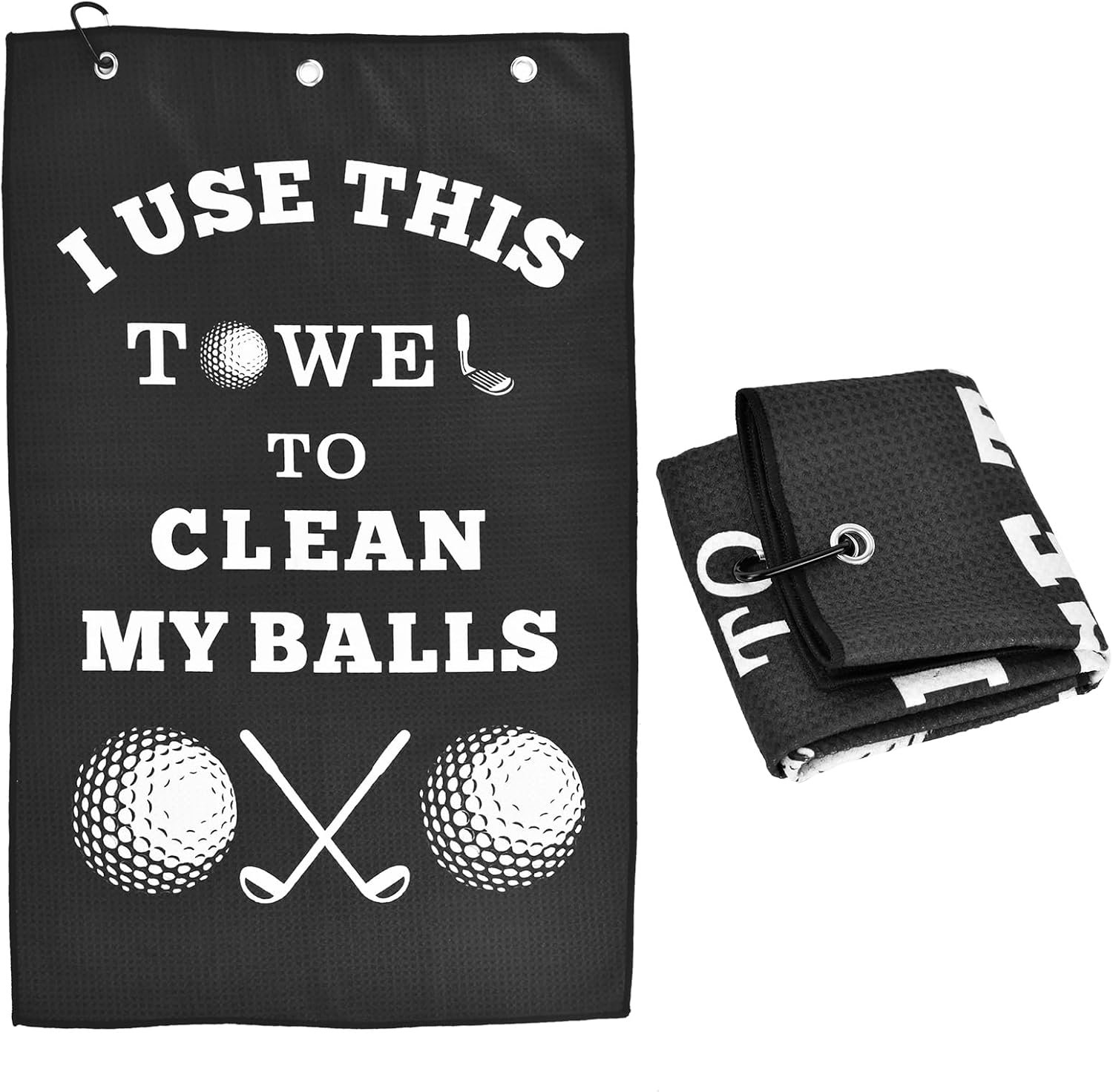 Golf Accessories Towel Gifts for Men Golfers, Stockig Stuffers for Men Him | Funny Microfiber Towel Cleaning Cloth with Clip for Bags Golf Balls & Clubs, Presents for Christmas Birthday Valentines Day