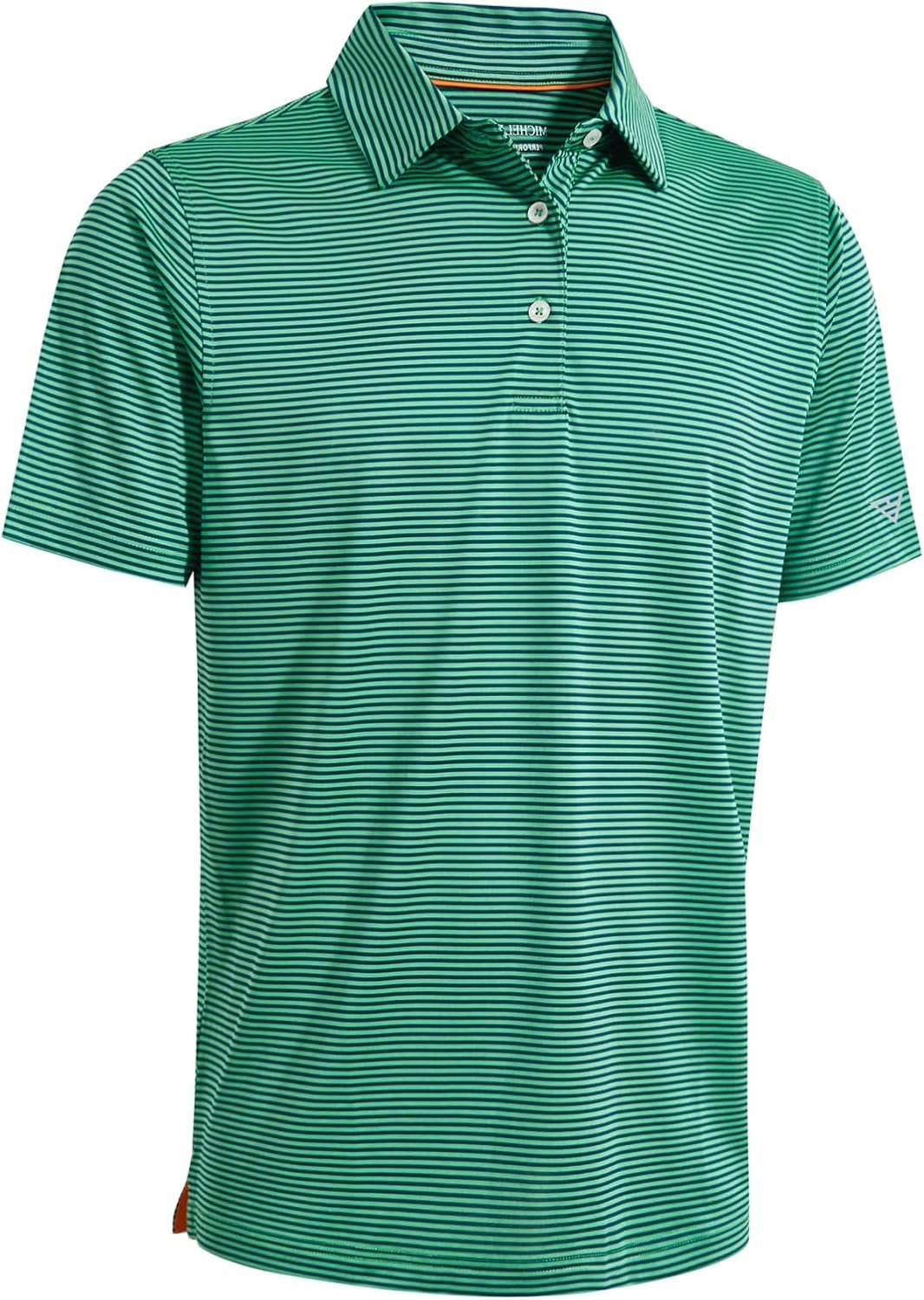 Men’s Golf Polo Shirts Short Sleeve Striped Performance Moisture Wicking Dry Fit Golf Shirts for Men